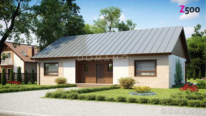 Проект классического одноэтажного дома из кирпича с тремя спальнями и возможностью обустройства мансарды