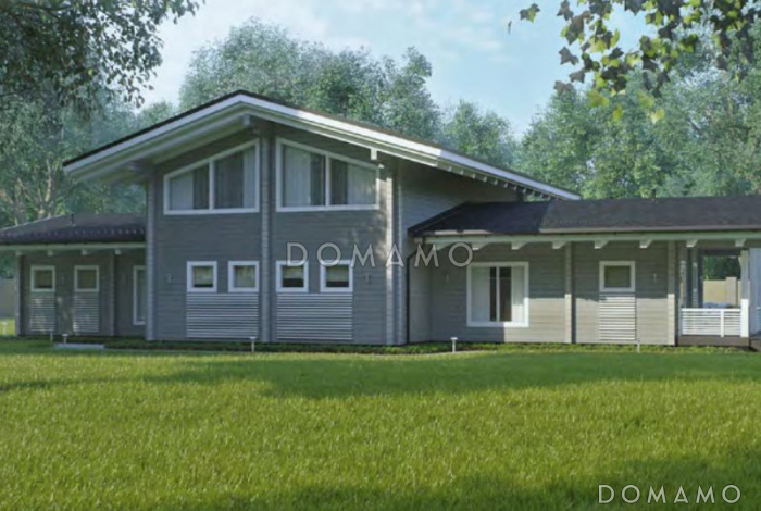 Проект дома из клееного бруса с сауной на первом этаже