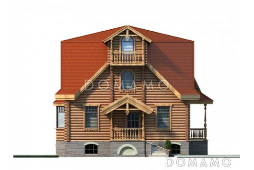 Проект коттеджа из бруса в русском стиле / Фасад 1