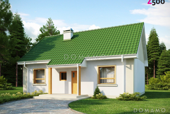 Проект компактного одноэтажного дома из кирпича с двумя спальнями, с возможностью обустроить мансарду