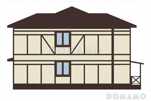 Проект двухэтажного дома из кирпича в стиле фахверк / Фасад 3