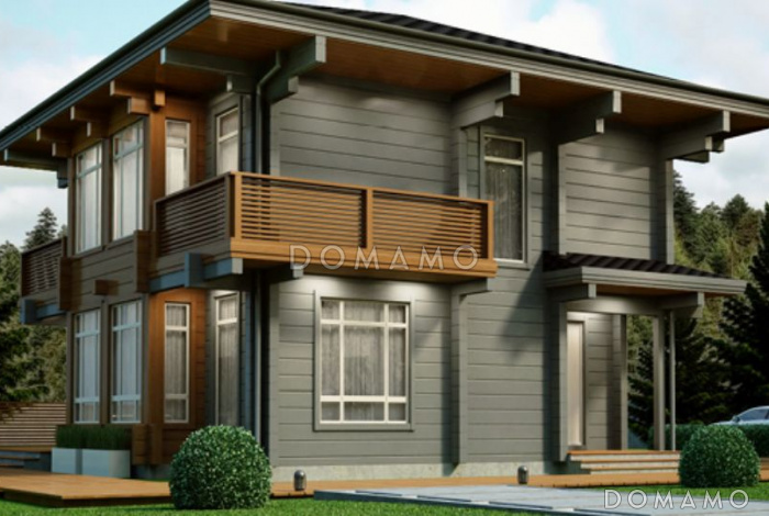 Проект дома из клееного бруса в стиле скандинавского конструктивизма