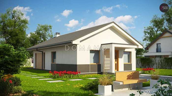 Проект простого уютного одноэтажного дома из газобетона с двумя спальнями