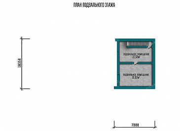 Проект дома с гаражом, навесом, подвалом, мастер-спальней и двумя детскими / План подвала