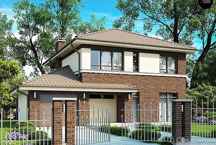 Проект загородного дома с подвалом, гаражом, террасой, балконом