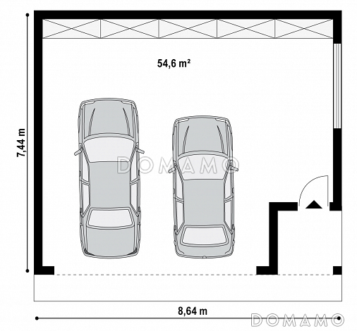 Проект просторного гаража из кирпича для двух автомобилей  / План 1 этажа