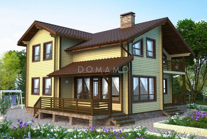 Проект деревянного дома площадью до 200 кв. м из клееного профилированного бруса сечением 180х200мм