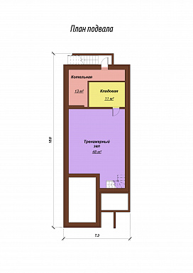 Проект одноэтажного дома с мансардным и цокольным этажами, с гаражом / План цокольного этажа