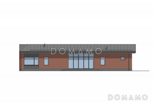 Проект дома сложной формы с 3 спальнями, спа-зоной, навесом для 2 машин и террасами / Фасад 5