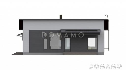 Проект компактного одноэтажного каркасного дома с двумя спальнями / Фасад 1