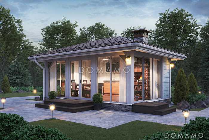 Проект беседки с просторной кухней-гостиной