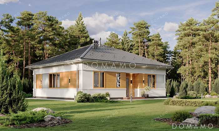 Проект простого одноэтажного дома с тремя спальнями и гостиной-столовой