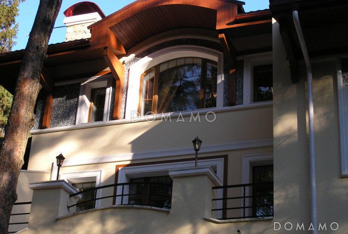 Проект коттеджа в стиле модерн с гаражом на 2 а/м и сауной