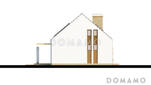 Проект одноэтажного мансардного дома из кирпича с большой площадью остекления в гостиной / Фасад 1