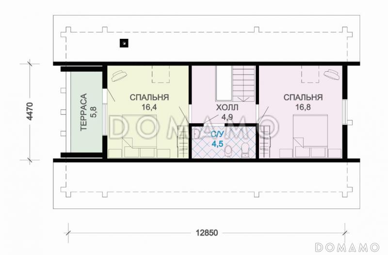Проект деревянного дома с подвалом / План мансардного этажа