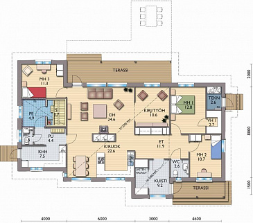 Проект дома с небольшой сауной / План 1 этажа