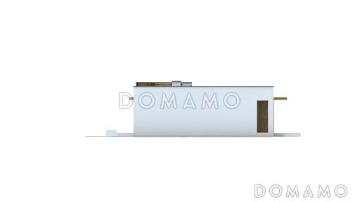 Проект одноэтажного дома из газобетона с плоской крышей с тремя спальнями / Фасад 4