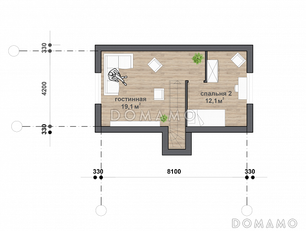 M-104 одноэтажный с мансардой дом / План мансардного этажа