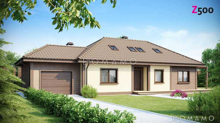 Проект просторного мансардного дома из газобетона со спальней на первом этаже и с двумя на втором