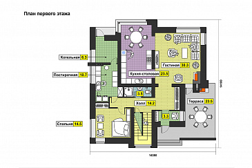 Проект загородного дома в стиле финского минимализма / План 1 этажа