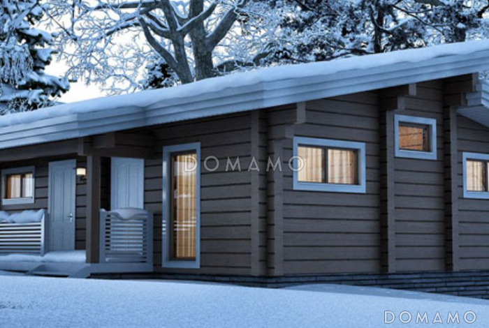 Проект одноэтажного дома из клееного бруса с двумя спальнями