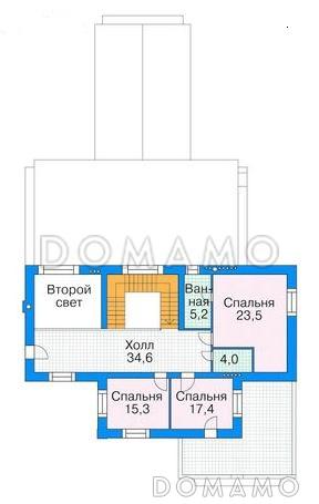 Проект комфортабельного дома с большим бассейном, бильярдной, домашним кинотеатром, тренажерным залом и зимним садом / План 2 этажа