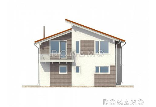 Проект каркасного дома с небольшой открытой террасой / Фасад 1