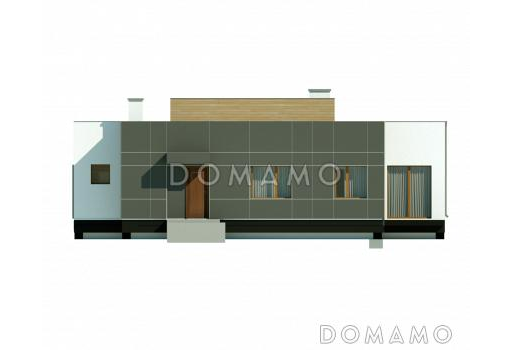 Проект современного одноэтажного дома из газобетона с тремя спальнями и светлой просторной гостиной / Фасад 1