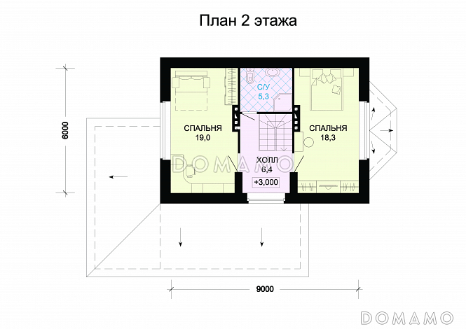 Проект кирпичного дома с верандой / План мансардного этажа
