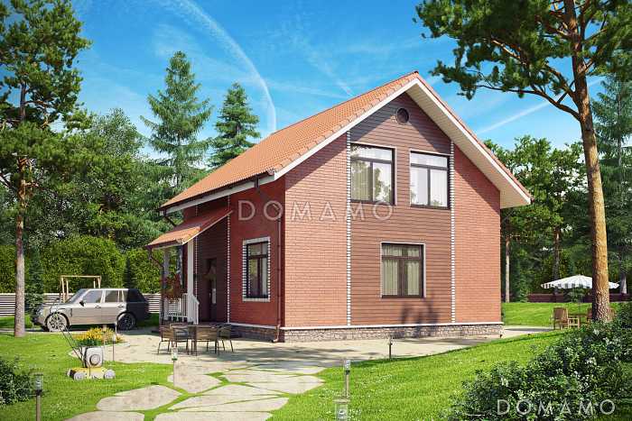 Проект компактного дома из пеноблоков с мансардой