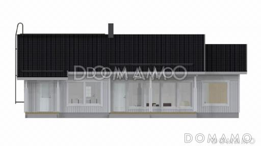 Проект каркасного дома с двускатной крышей / Фасад 2