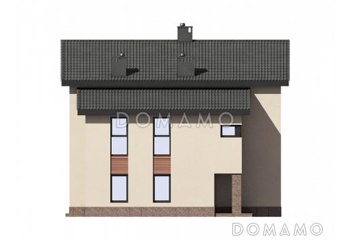 Проект просторного двухэтажного дома из пенобетона и кирпича с пятью комнатами / Фасад 2