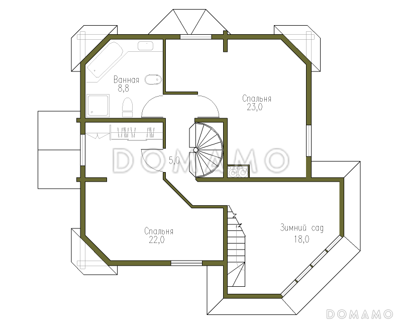 Проект коттеджа из бруса в русском стиле / План 2 этажа