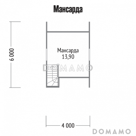 Проект дома со стенами из деревянного каркаса / План мансардного этажа