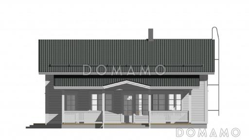 Проект каркасного дома с двускатной крышей / Фасад 1