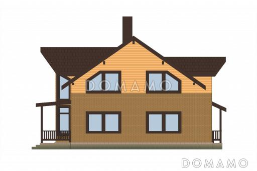 Проект дома из пеноблоков с эркером и гаражом для одной машины / Фасад 4