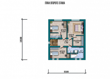 Проект двухэтажного дома с гаражом / План 2 этажа
