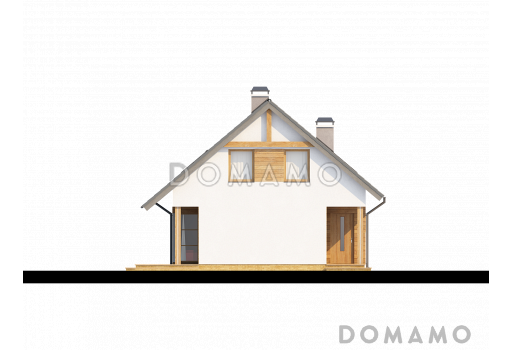 Проект одноэтажного мансардного дома из кирпича с тремя комнатами и кабинетом / Фасад 3