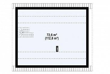 Проект простого уютного одноэтажного дома из газобетона с двумя спальнями и возможностью обустройства мансарды / План мансардного этажа