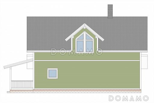 Проект каркасного дома с мансардой / Фасад 3