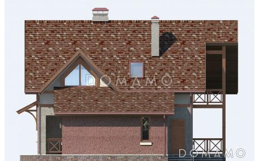 Проект небольшого дома с пятью жилыми комнатами и балконом / Фасад 2