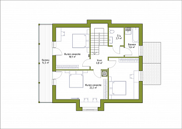 Проект коттеджа из SIP панелей с эркером и террасой. / План мансардного этажа