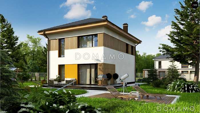 Проект двухэтажного дома с подвалом, кладовой, гостиной с камином, тремя спальнями