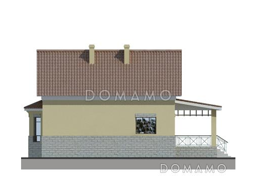 Проект кирпичного дома с верандой / Фасад 4