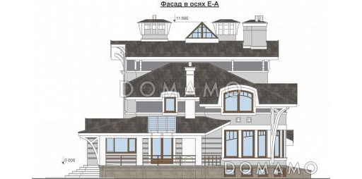Проект современного дома из кирпича с сауной / Фасад 4