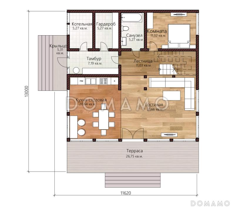 ФАХВЕРК 250 / План 1 этажа