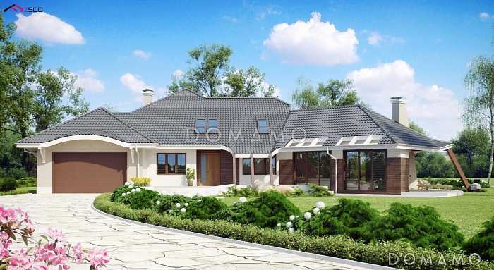 Проект красивого просторного мансардного коттеджа из газобетона с террасой на втором уровне