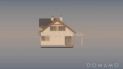 Проект одноэтажного мансардного дома из газобетона с встроенным гаражом / Фасад 4