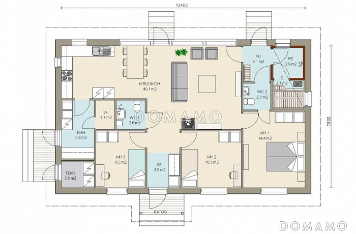 Проект уютного каркасного дома / План 1 этажа