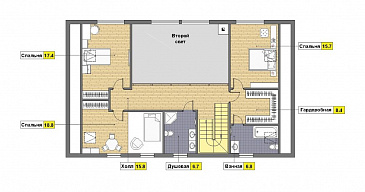 Проект каркасного дома в стиле шале / План мансардного этажа